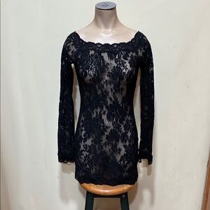 Victoria's Secret sheer lace mini bodycon dress, lingerie slip dress Y2K era